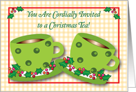Invitation to Christmas Tea, holly card