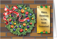 Merry Christmas to Contractor, wreath card
