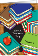 World Teachers’ Day, Oct. 5, colorful books card