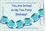 Children’s Tea Birthday Party Invitation, tea cups card