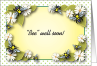 Get Well, Bee theme, daisies, polka dots card
