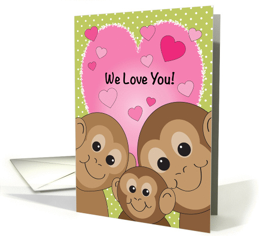 Happy Valentine's Day, monkey theme, hearts card (993665)