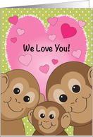 Happy Valentine’s Day, monkey theme, hearts card
