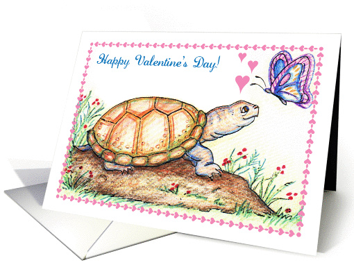 Happy Valentine's Day, turtle theme, butterfly card (993673)