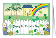 Happy St Patrick’s Day, primitive theme, shamrocks card