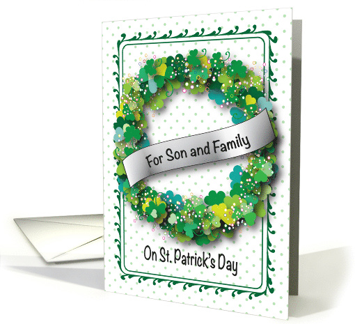Happy St Patrick's Day To Son & Family Shamrock Wreath card (997115)