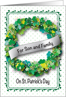 Happy St Patrick’s Day To Son & Family Shamrock Wreath card