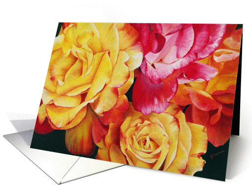 Rose Bouquet, Yellow Roses, Pink Roses, Roses, Flowers, Bouquet card