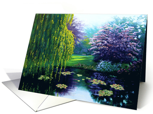 Cancer Patient Peaceful Garden with Trees and Pond card (1319950)