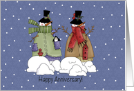 Snowmen Winter Wedding Anniversary card