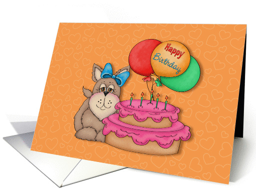 Dog, Cake and Balloon Kids Birthday card (1098728)