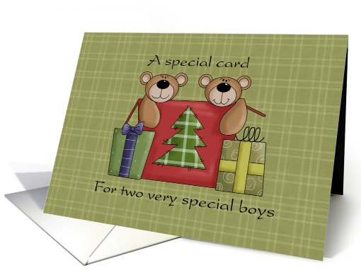 Special Christmas Twin Boys, Prim Bears card (697969)