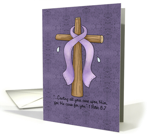 Stomach Cancer Awareness Ribbon and Cross card (843588)