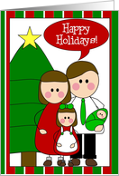 holiday greetings to you & yours....(family of four - girl & baby)) card