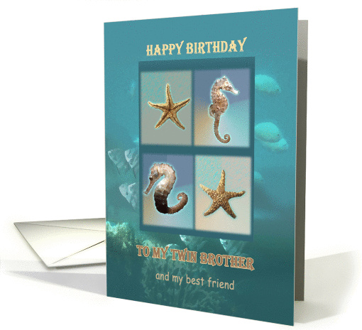 Birthday, twin brother from twin sister, Undersea card (488851)