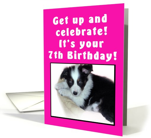 7th Birthday Puppy Pink card (477263)