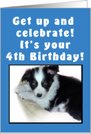 4th Birthday Puppy Blue card