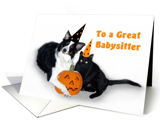 Halloween Dog and Cat to Babysitter card (481098)