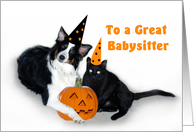 Halloween Dog and Cat to Babysitter card