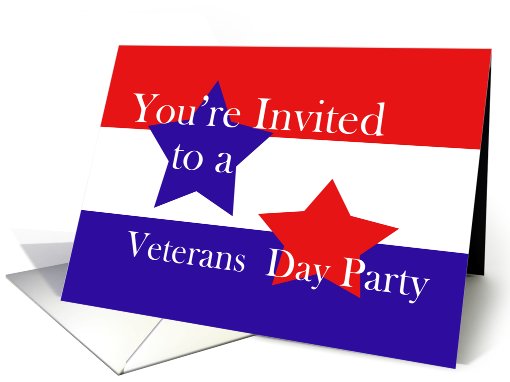 Red, White and Blue, Veterans Day Party card (624837)