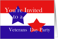 Red, White and Blue, Veterans Day Party card