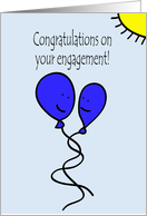 Balloon People Gay Engagement Congratulations in Blue card