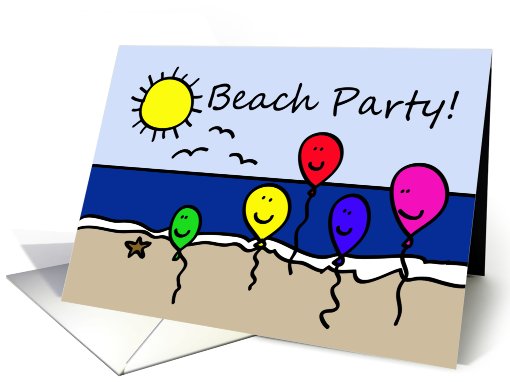 Balloon People Beach Party Invitation card (635312)