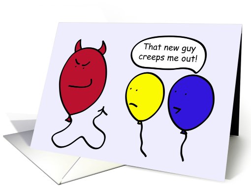 halloween Greeting, Cartoon Balloon People, Creepy Devil card (641977)