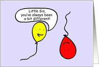 Happy Birthday Little Sister, Cartoon Balloon People card