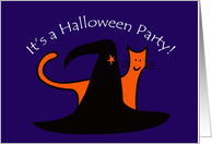 Witch and Cat Halloween Party card