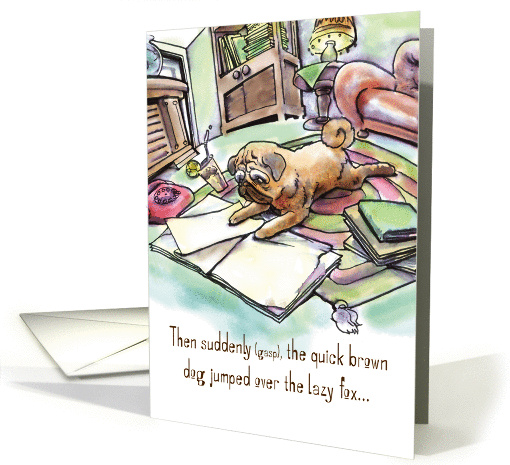 Pug Reading : Good Luck card (475715)