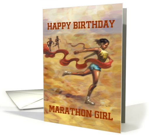 Marathon Finisher Cuts Red Ribbon : Birthday Card for Runner card