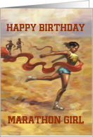 Marathon Finisher Cuts Red Ribbon : Birthday Card for Runner card