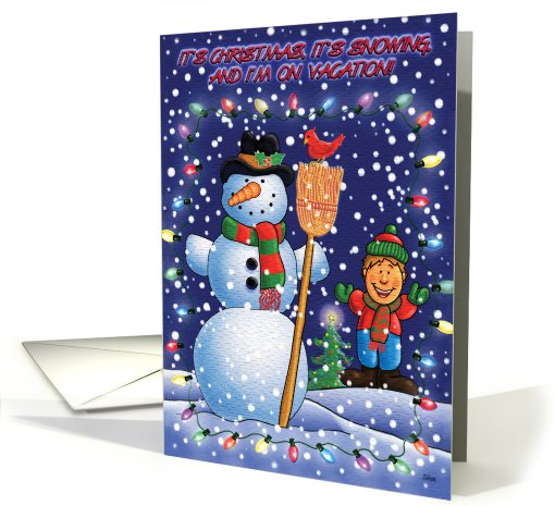 Snowman and boy card (594275)