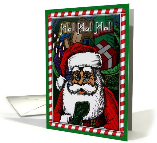 Santa with Candy Cane border card (599233)
