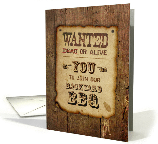 BBQ Invitation, Wanted poster Western style card (1305258)