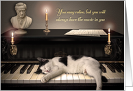 Cat on Piano Music Teacher Retirement card