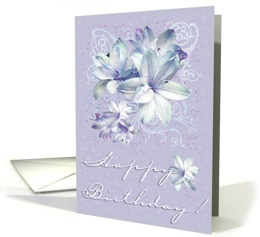 Happy Birthday Purple flowers card (475438)