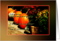 Thanksgiving daughter and family border pumpkins mums goards orange card