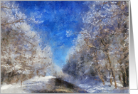 Snowy Road - Impressionist Painting - Blank card