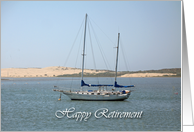 Retirement Ketch on a mooring daytime. card