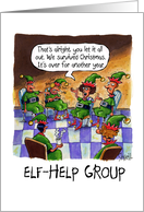 A Group of Sad Little Elves Attend a Self-help Group Christmas Card