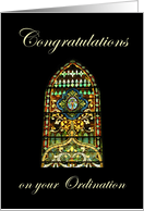 Congratulations on your Ordination, stained glass window card