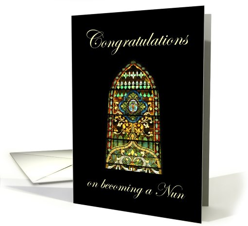 Congratulations on becoming a Nun, stained glass window card (807483)