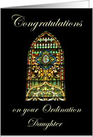 Congratulations on your Ordination Daughter - Stained Glass card