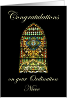 Congratulations on your Ordination Niece - Stained Glass card