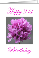 Happy 91st Birthday Purple Flower card