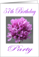 Happy 57th Birthday Party Invitation Purple Flower card
