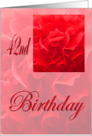 Happy 42nd Birthday Dianthus Red Flower card