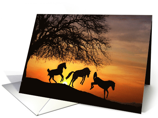 Horse silhouette birthday fun card (1032965)